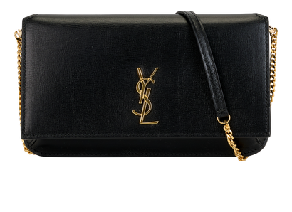 Saint Laurent Cassandre Phone Holder, &pound;850, Accessories, Black, Leather, Front view